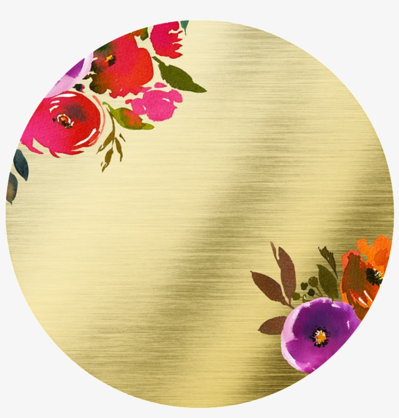 Hand Painted Golden Round Frame Back Png Transparent - Red, transparent png