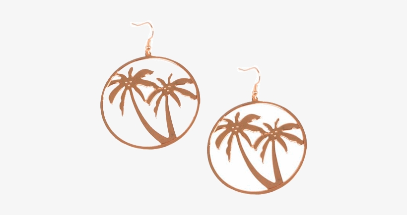 Itgirl Shop Golden Round Metallic Chill Palm Trees - Earring, transparent png