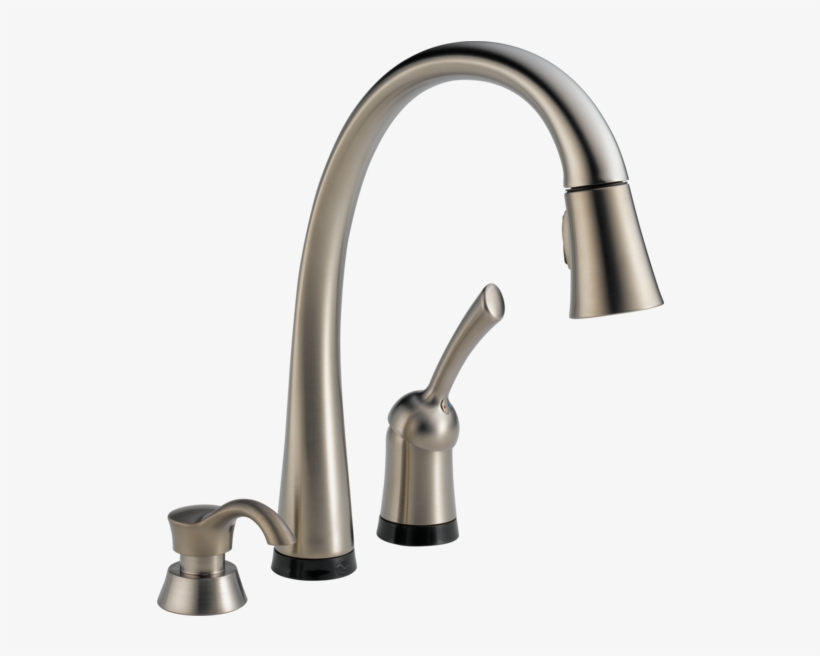 Single Handle Pull-down Kitchen Faucet With Touch2o® - Kitchen Faucet With Soap Dispenser And Sprayer, transparent png