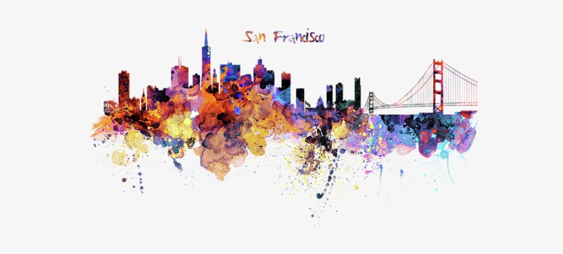 Click And Drag To Re-position The Image, If Desired - San Francisco Skyline Watercolor, transparent png