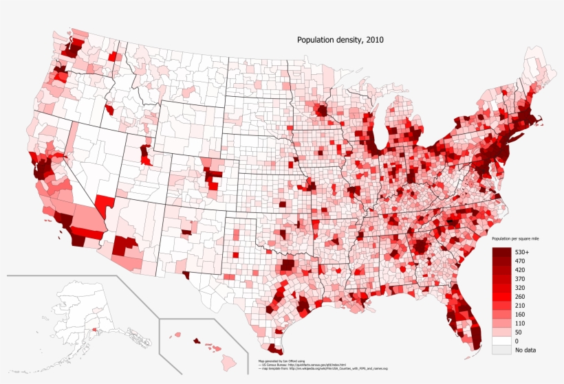 Large Version - Population Density Us 2010, transparent png