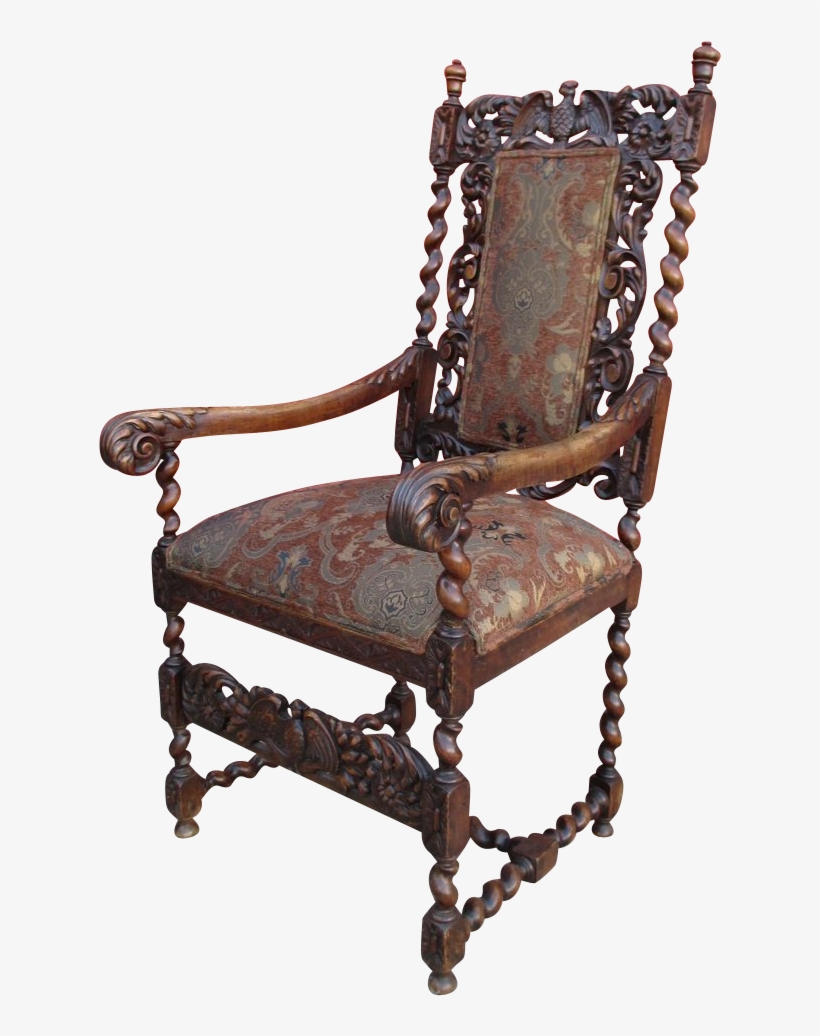 Antique High Back Barley Twist Chair - Antique Chair High Back, transparent png