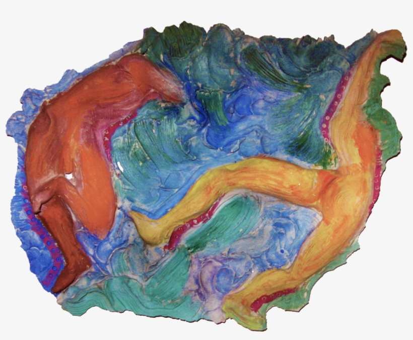 Swimmers - Clay - 14"x10" - Painting, transparent png