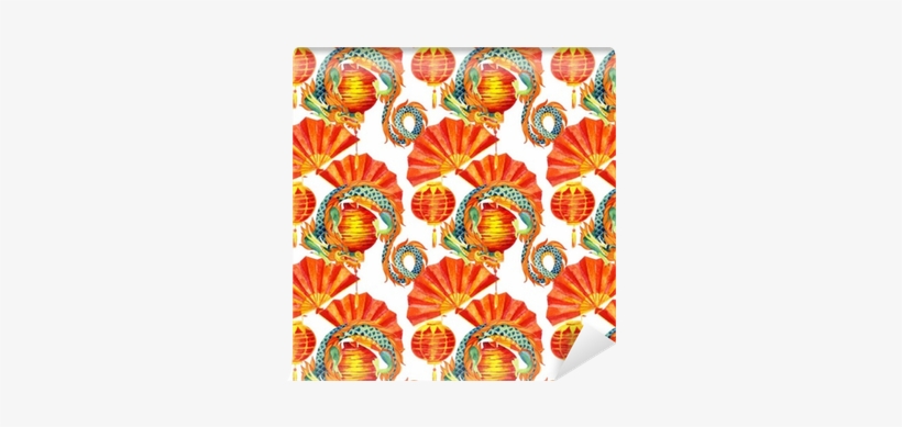 Chinese Dragon Watercolor Seamless Pattern - Watercolor Painting, transparent png