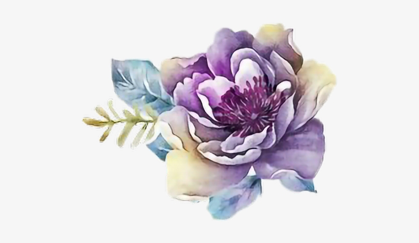 Ftestickers Art Watercolor Flower Rose Purple - Purple Flower Watercolor Png, transparent png