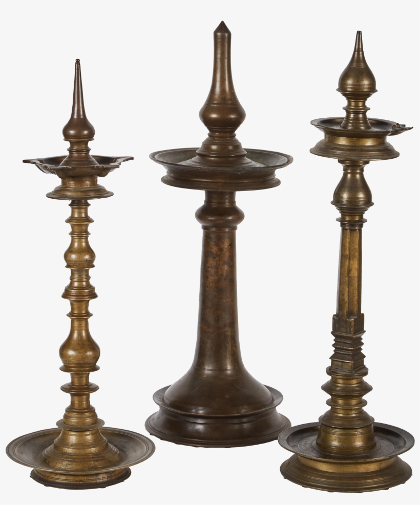 19th Century Bronze Indian Temple Oil Lamp On Decaso - Indian Temple Candle Holders, transparent png