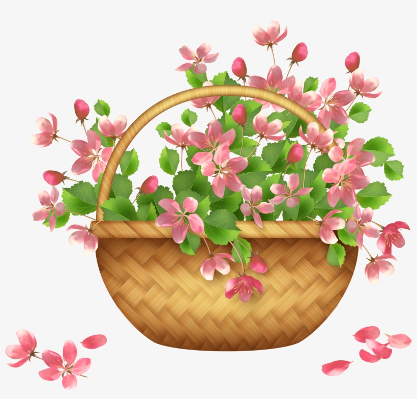 Spring Flower Basket Png Clipart - Flower Basket Clipart, transparent png