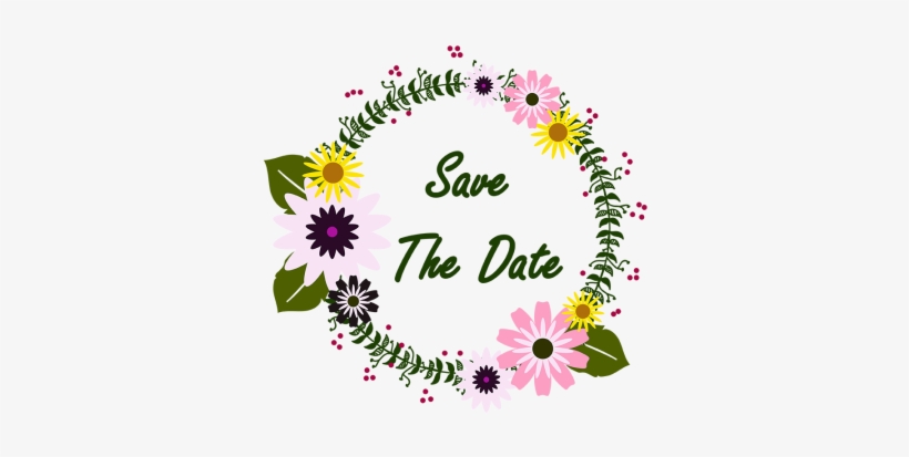 Beautiful Summer Floral Wreath, Save The Date, Greeting - Flower, transparent png
