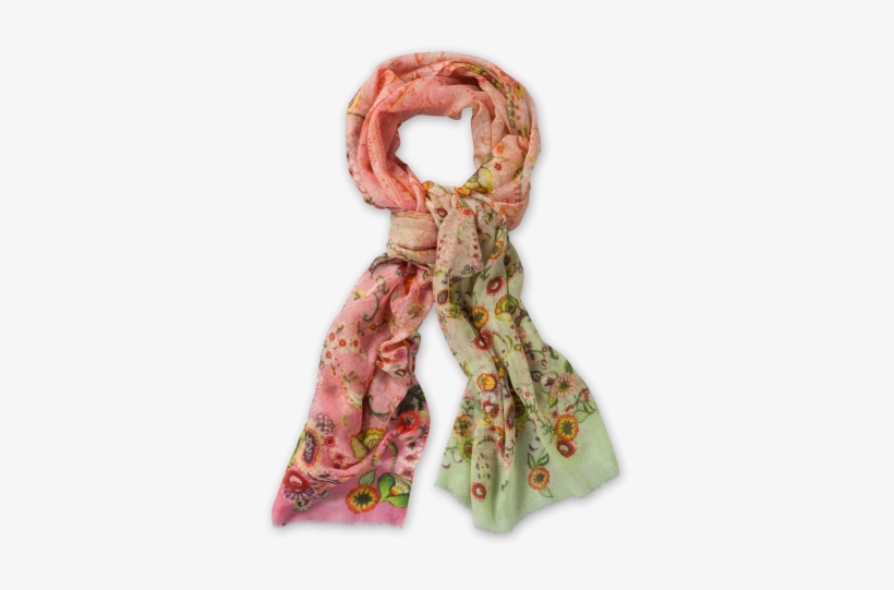 Oilily Scarf Gradient Flowers Pink - Scarf, transparent png