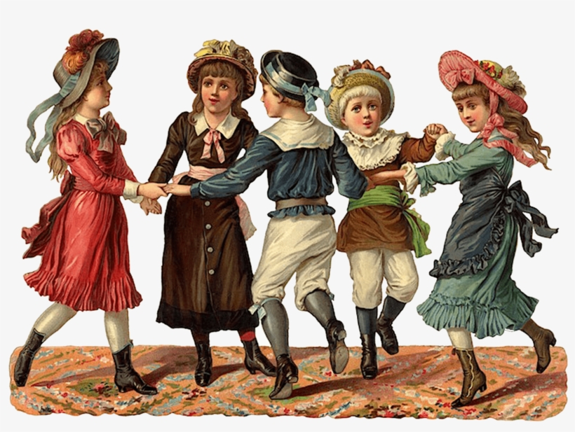 Dancing Victorian Children - Vintage Children Png, transparent png