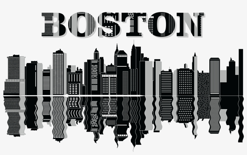 Free Clipart Of A Reflecting Boston City Skyline - Boston Skyline Clip Art, transparent png