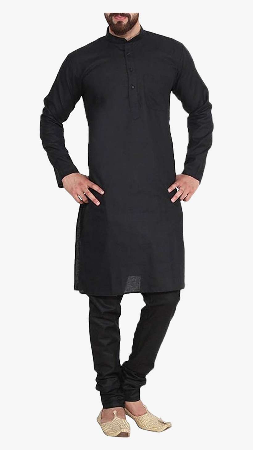 Royal Men's Black Cotton Linen Kurta Churidar, - Shalwar Design 2017 Man, transparent png