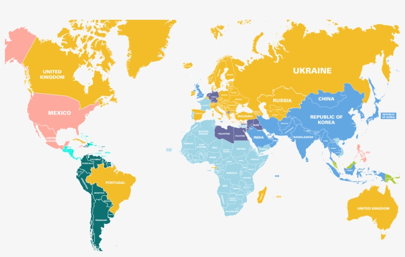 The Top Immigrant Population In Each Country - World Map Minimal, transparent png