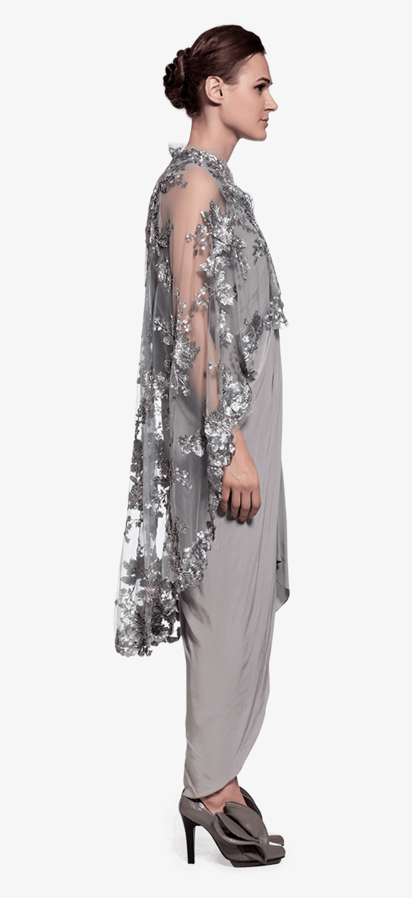 Steel Grey Embroidered Kurta Set - Photo Shoot, transparent png