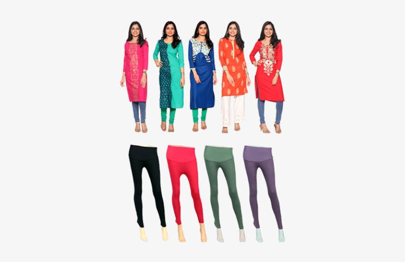 Set Of 5 Kurtis & Leggings - Kurtis Legging Png, transparent png