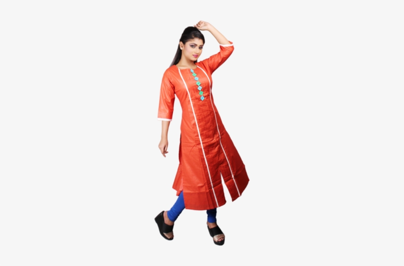 3/4 Sleeve Long Kurti - Kurti Top, transparent png