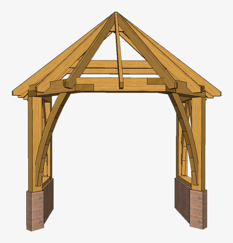 E1 Angled Porch With Large Front Braces 3d Front View - Porch, transparent png