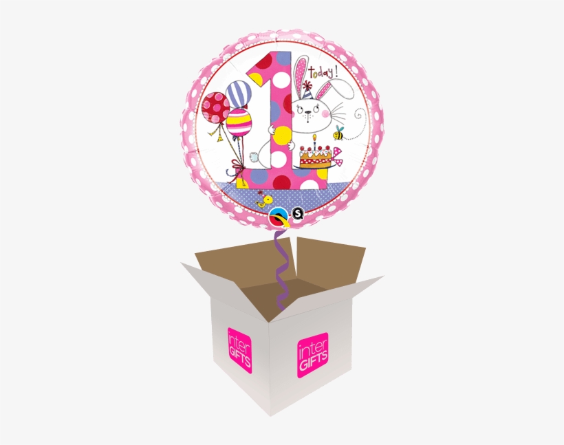 1st Birthday Pink Polka Dot Bunny - 19th Birthday Balloons, transparent png