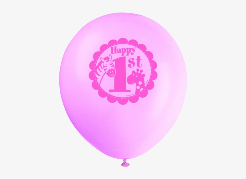 Latex Pink Safari First Birthday Balloons - 8 1st Birthday Wild Safari Printed Latex Balloons, transparent png