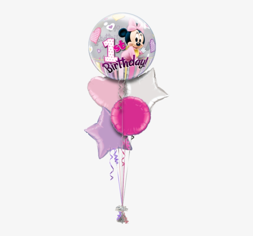 Minnie 1st Birthday Special Age Balloon - 22" Minnie Mouse 1st Birthday Bubble Balloons - Mylar, transparent png