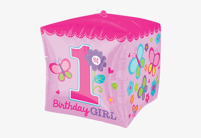15" 1st Birthday Girl Cubez Foil Balloon - Amscan Cubez Sweet Girl 1st Birthday Balloon - 24 Inch, transparent png