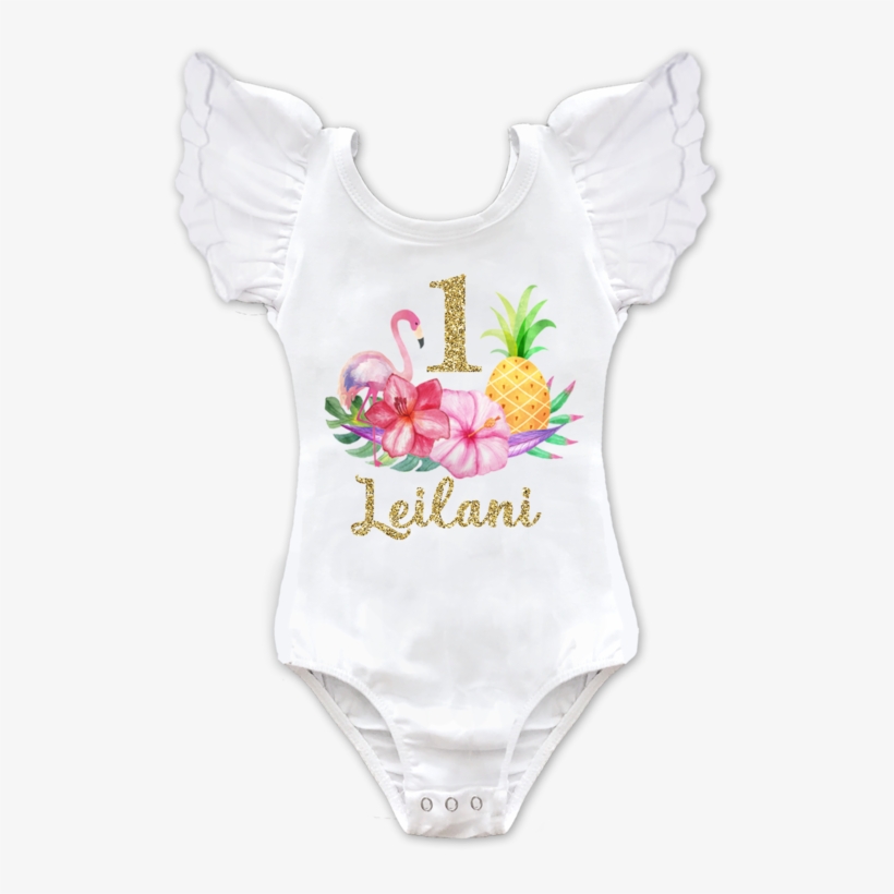 Tropical Luau 1st Birthday Top - Pineapple Flamingo Birthday Shirt, transparent png