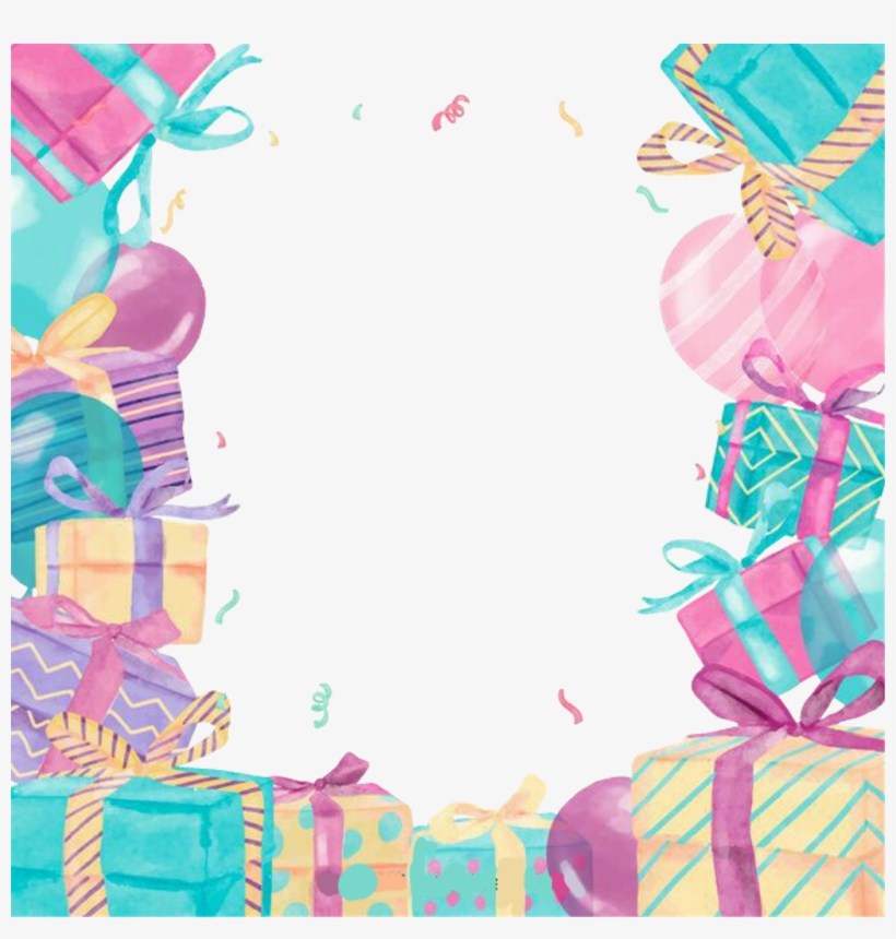 Happybirthday Frame Pastels Balloons Cake Sticker - 马 卡 龙 色 海报, transparent png