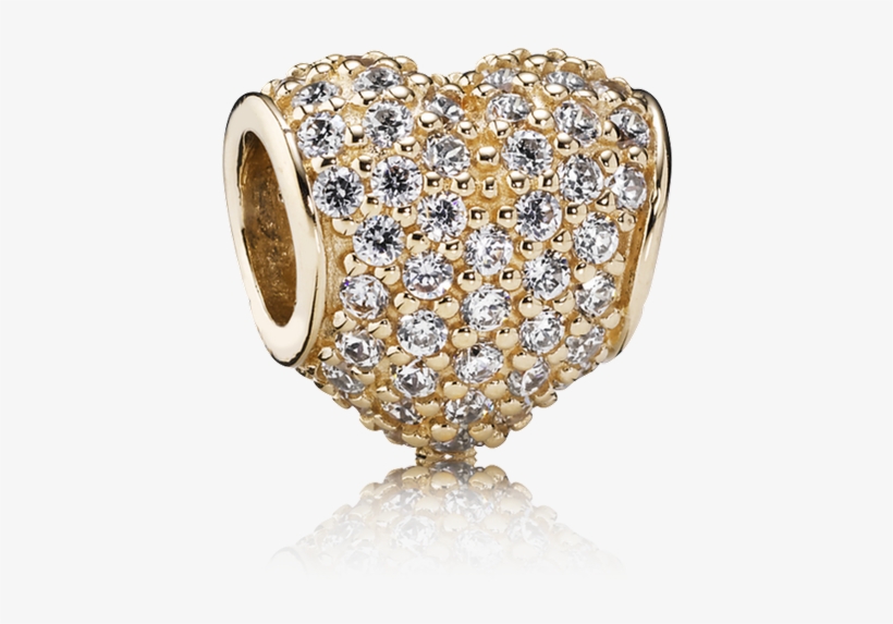 Pavé Heart Charm, Clear Cz - Pandora Gold Pave Heart Charm, transparent png