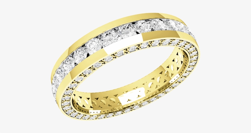 An Elegant Round Brilliant Cut Diamond Set Ladies Eternity/wedding - Diamond Set Wedding Rings Yellow Gold, transparent png