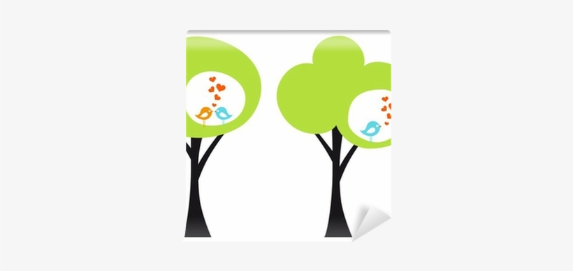 Green Tree With Love Birds, Vector Wall Mural • Pixers® - Vector Graphics, transparent png