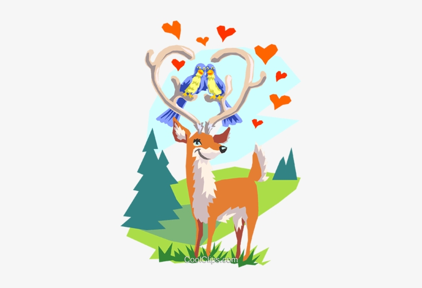 Lovebirds And Deer Royalty Free Vector Clip Art Illustration - Anniversary, transparent png