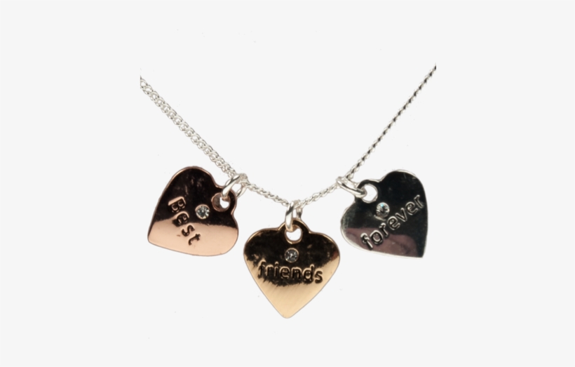 3 Tone Hearts Necklace "best Friends Forever" - Necklace, transparent png
