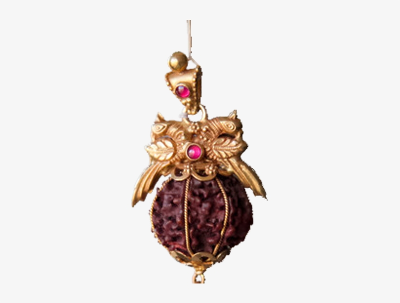 Gold Peacock Rudraksha Pendant - Red, transparent png