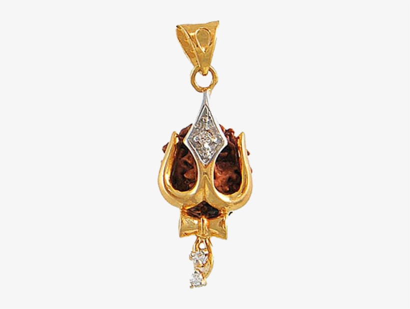 Gold Trishul Dhamroo Rudraksha Pendant - 1 Mukhi Rudraksh Pendant, transparent png