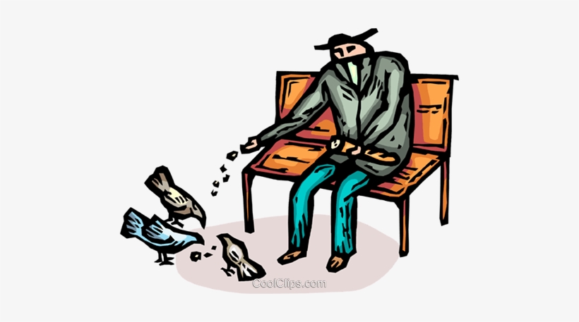 Man Feeding The Pigeons Royalty Free Vector Clip Art - Feeding The Birds Clipart, transparent png