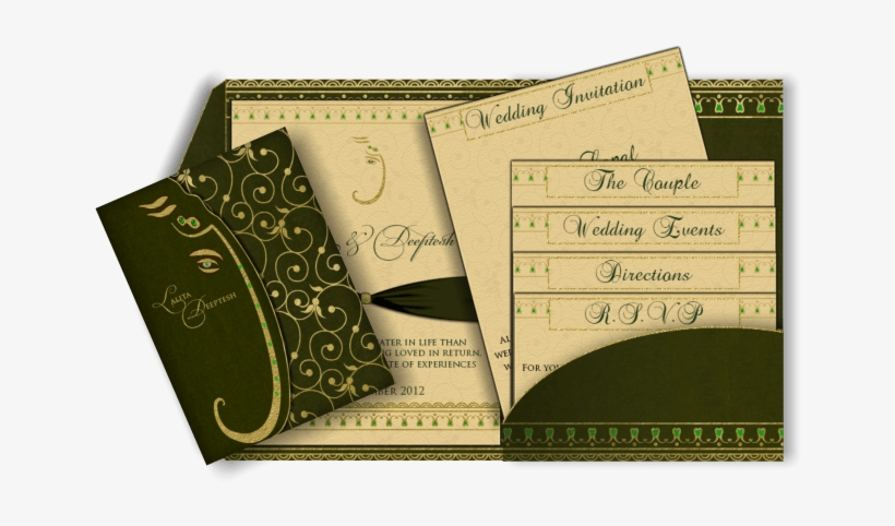 Green Gold Ganesh Email Wedding Invitation - Wedding Invitation, transparent png