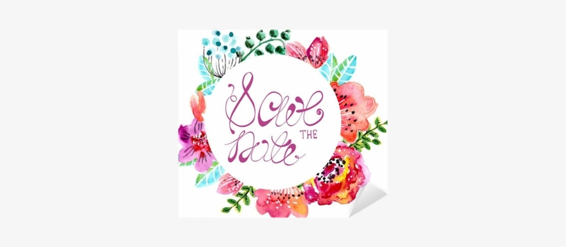Watercolor Floral Frame For Wedding Invitation Sticker - Alpha Chi Omega, transparent png
