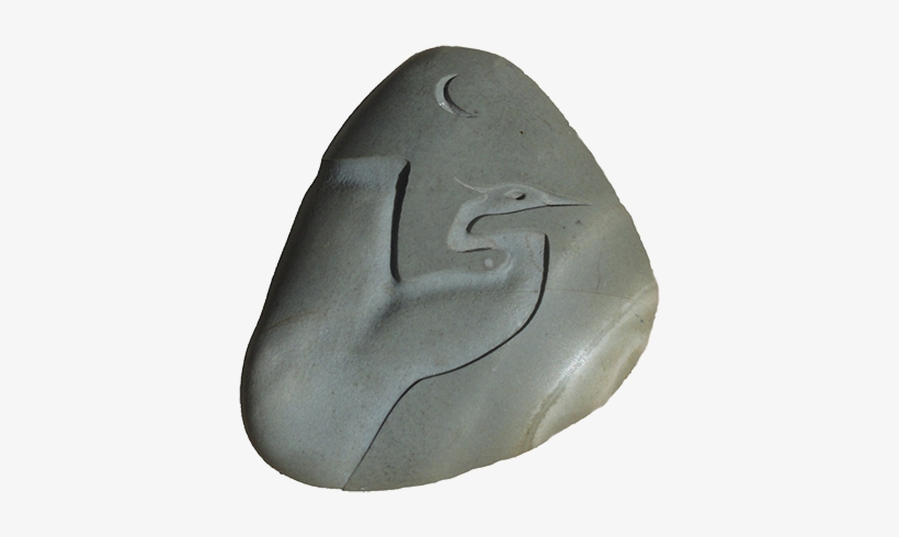A Smooth Stone With The Image Of A Flying Crane Carved - Crane, transparent png