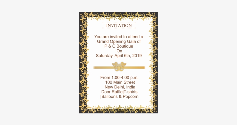 Black And Golden Border Portrait Invitation Card - Wedding Invitation, transparent png