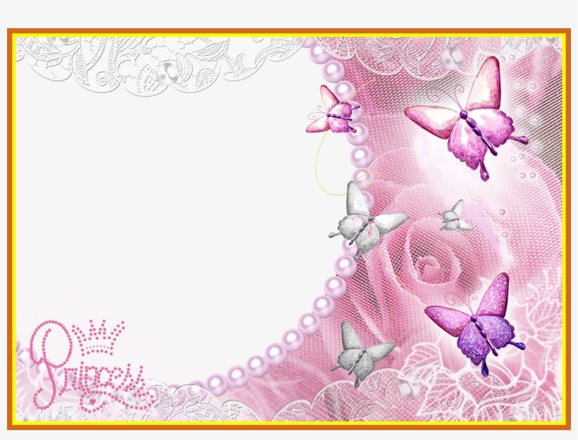 Fascinating Pink Transparent Frame With Butterflies - Fondos Para Invitacion De Xv Años, transparent png