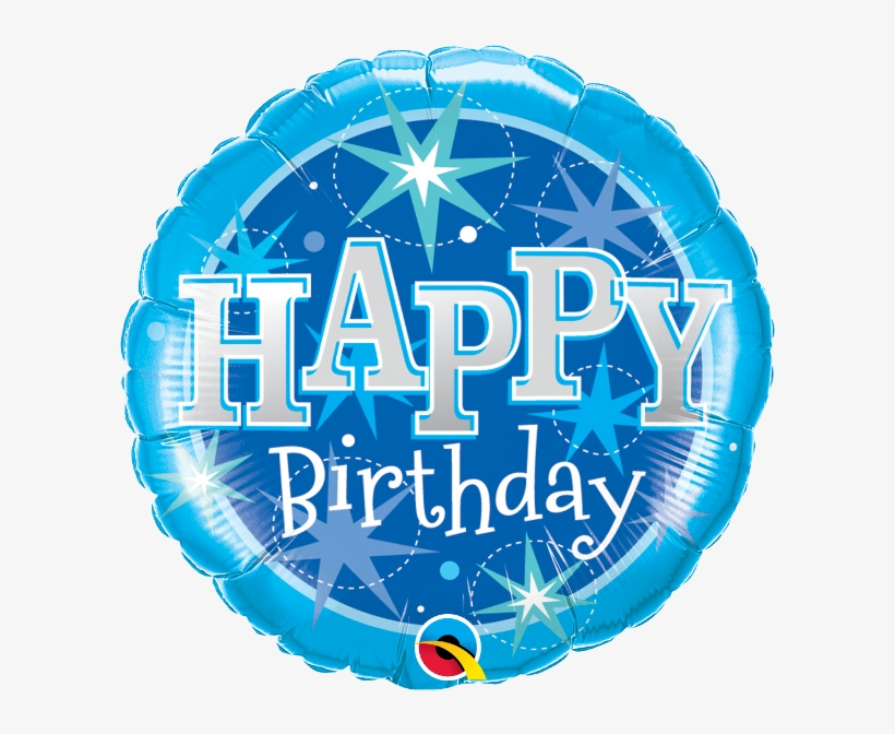 18″ Birthday Blue Sparkle Balloon - Blue Happy Birthday Balloons, transparent png