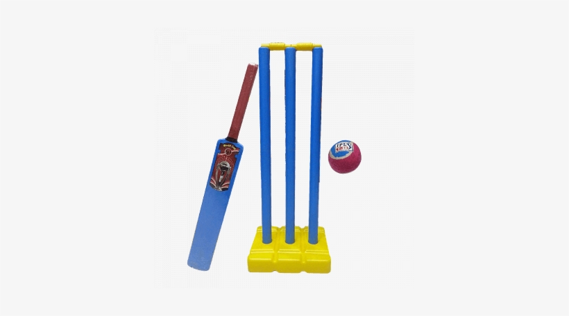 Pvc Cricket Kit With Pvc Bat, Pvc Stump & Tennis Ball, - Design, transparent png