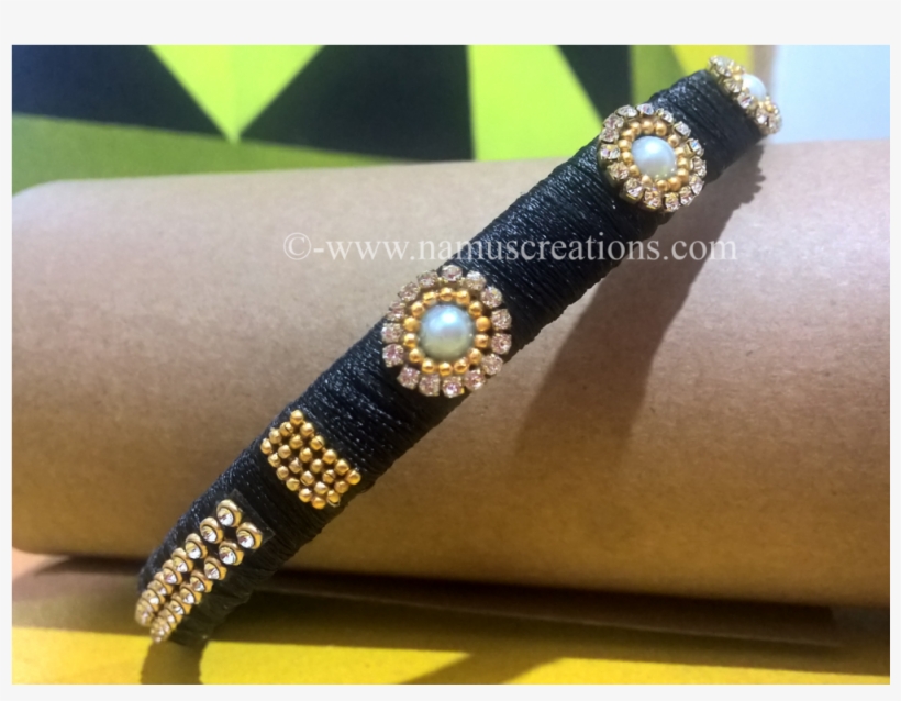 Black Silk Thread With Stone Combination Hair Belt - Silk, transparent png