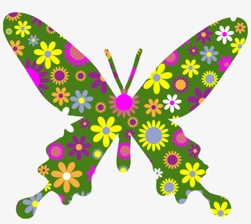 Retro Big Image Png - Floral Butterflies Transparent, transparent png
