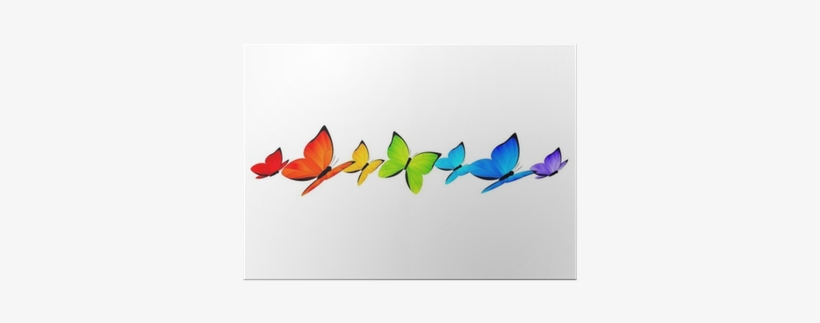Rainbow Butterflies Border For Your Design Poster • - Vector Graphics, transparent png