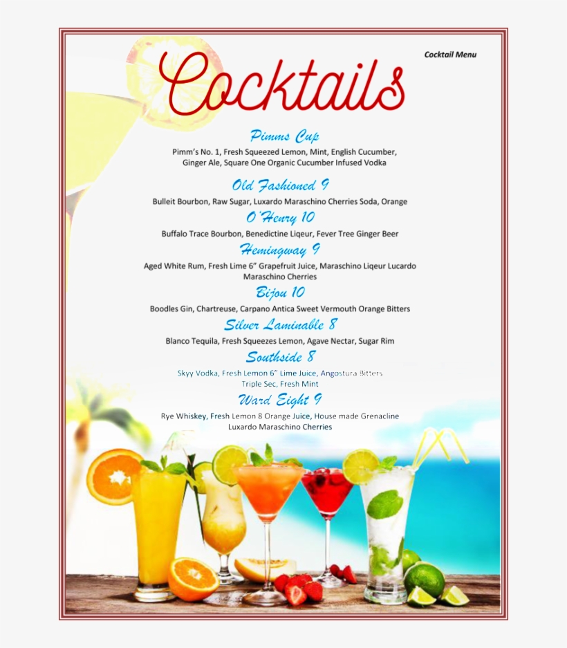 Cocktail Menu Template - Free Cocktail Menu Template, transparent png