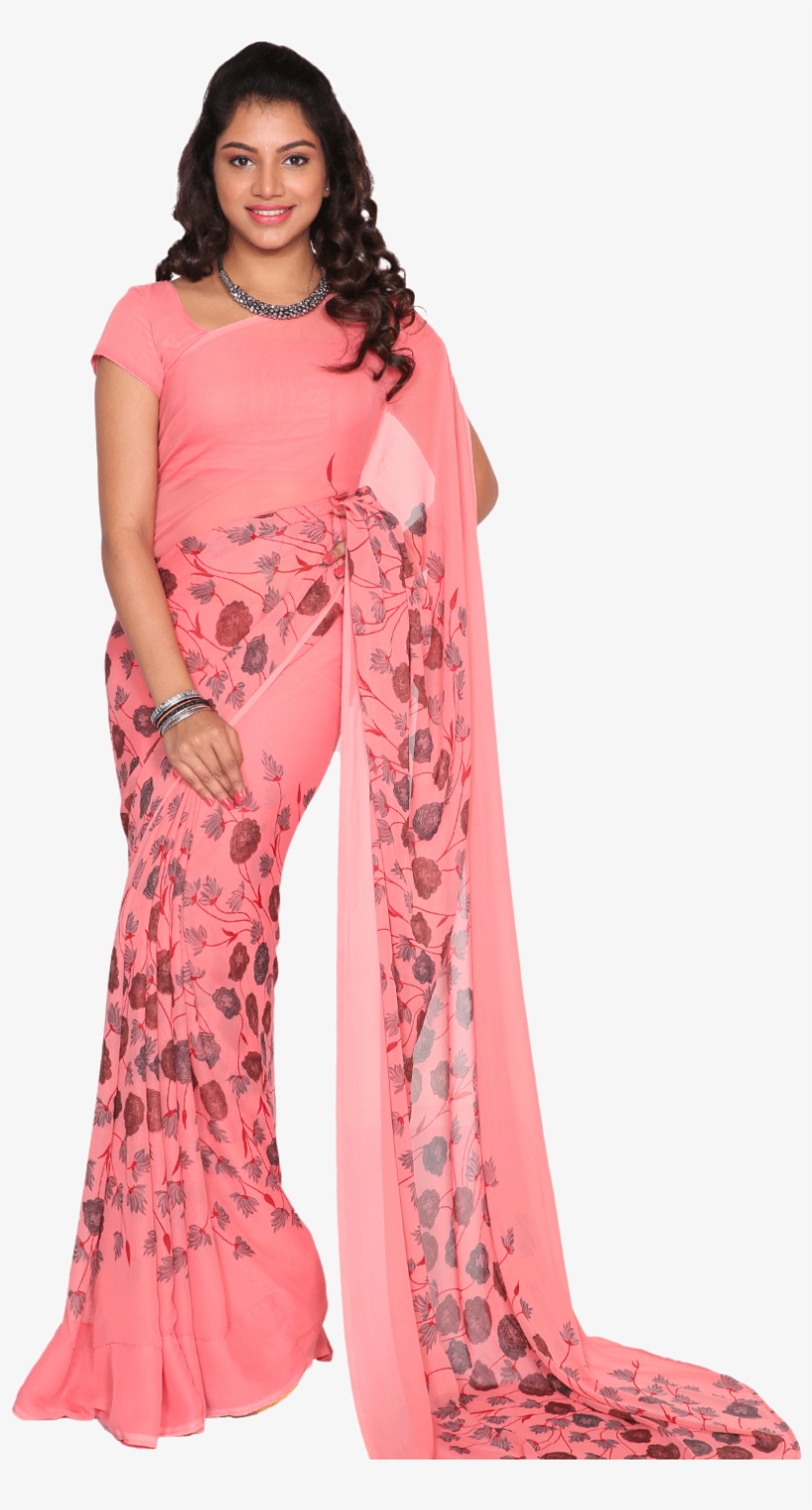 Chiffon Saree Model Png, transparent png