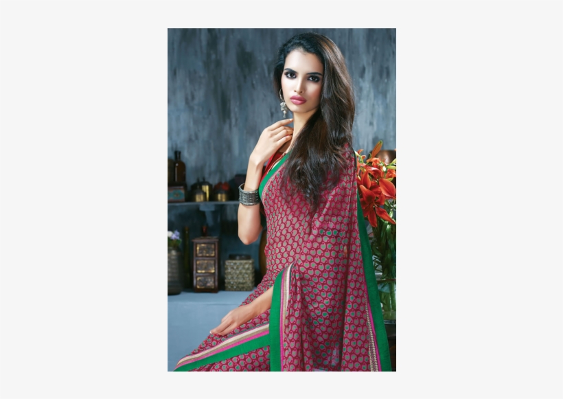 Simplesarees Designer Printed Georgette Saree - Sari, transparent png