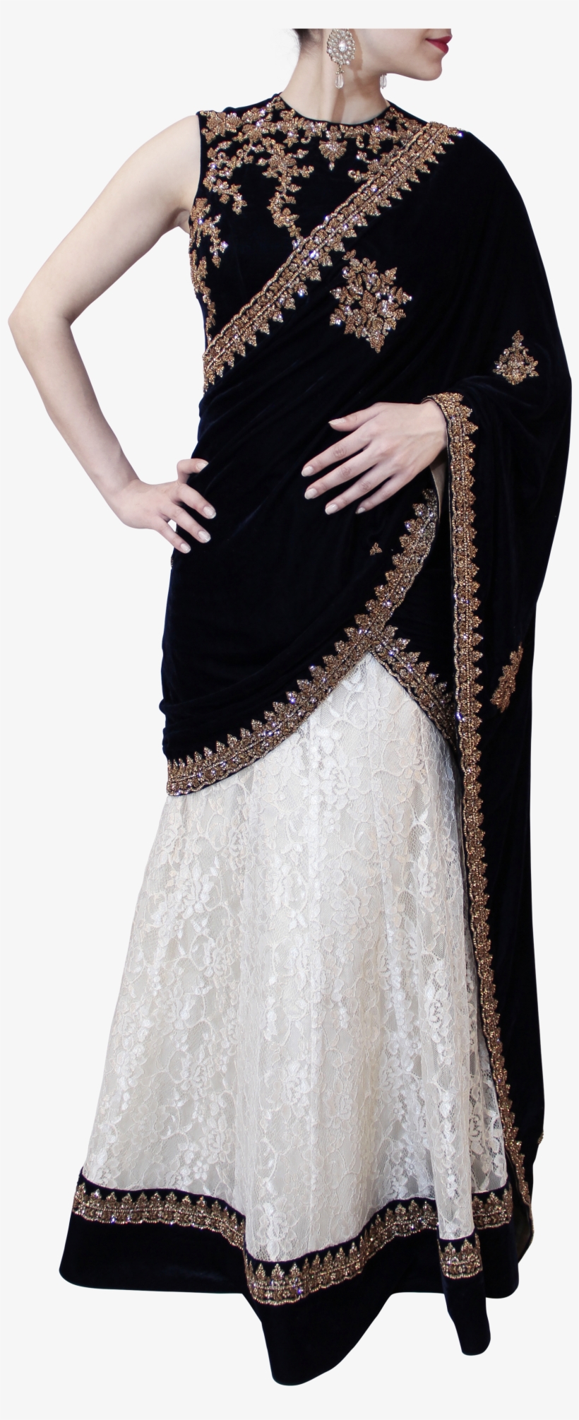 Blue And White Lehenga Saree - Fancy Black Lehenga Image High Gher, transparent png