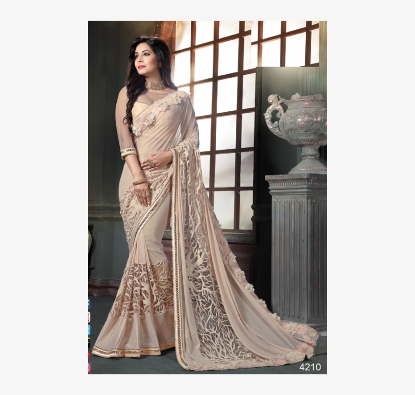 Charming Designer Silk Saree - Buy Embroidered Saree Georgette, transparent png